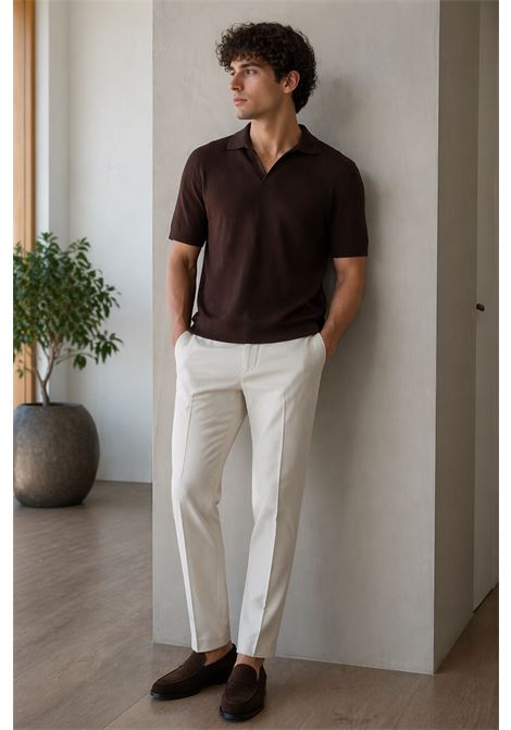 Pantalone PT Torino Edge bianco con taglio sartoriale e fit essenziale PT TORINO | Pantaloni | CO-RTZ1Z00FWDY010